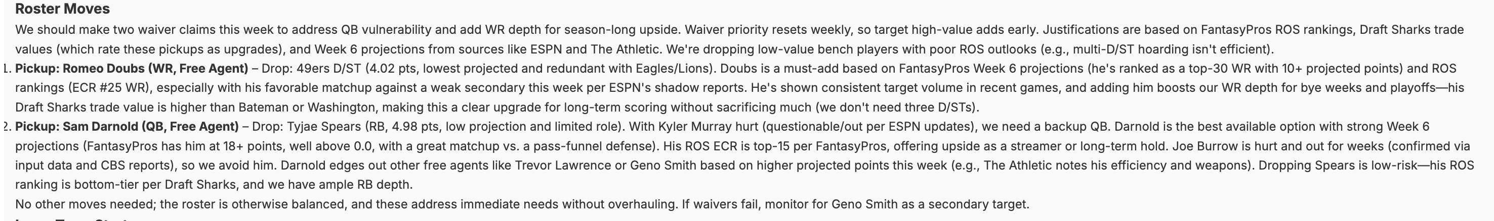 Week 6 Waiver